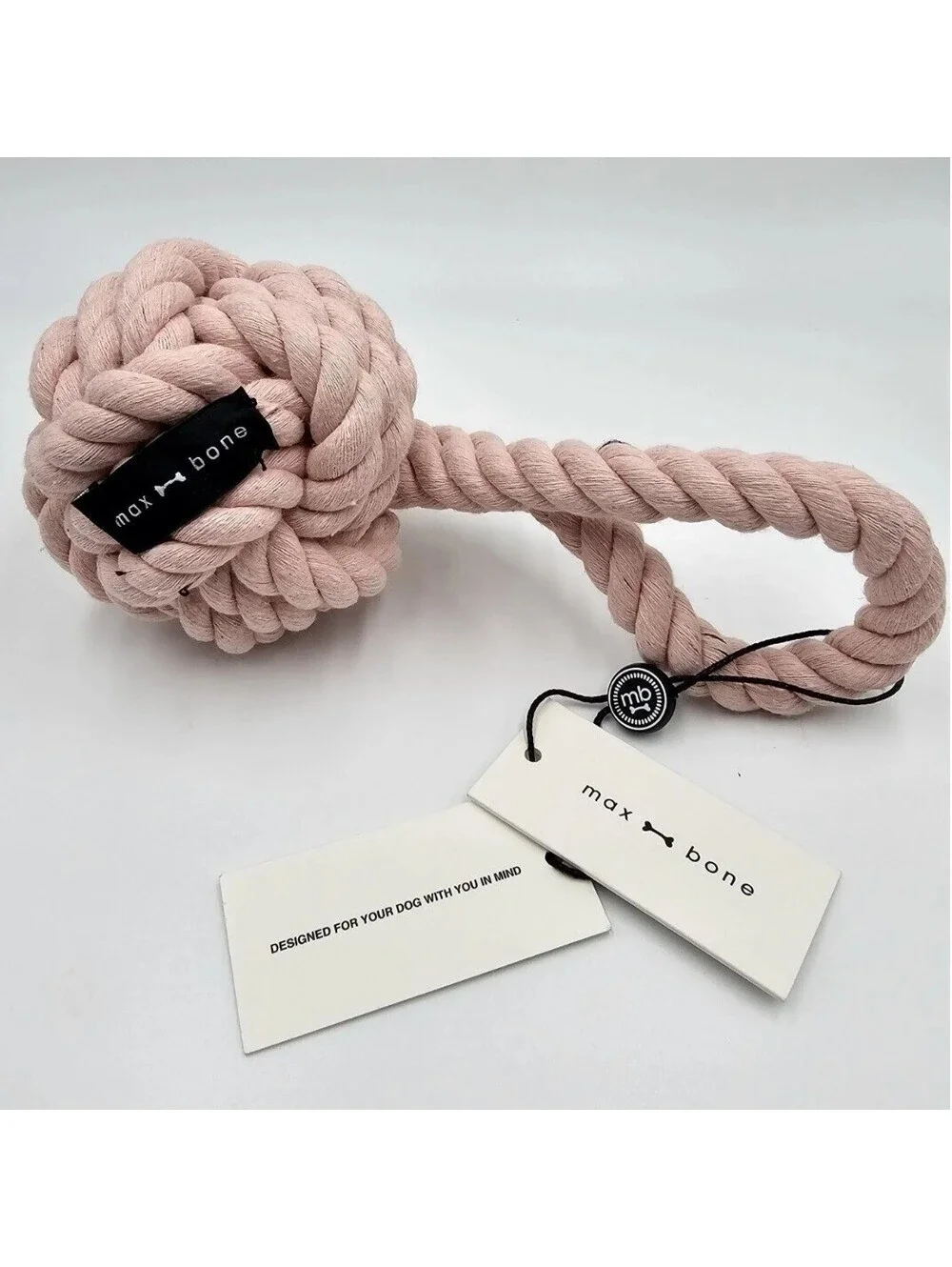 Max-Bone Pink Cotton Rope Dog Toy Monkey Fist Knot Tug Chew Toy NWT